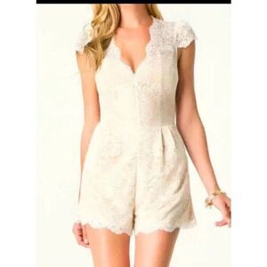 bebe Cream Lace Romper